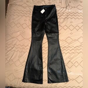 Windsor, Size M, Black, Faux Leather, Flare Pants